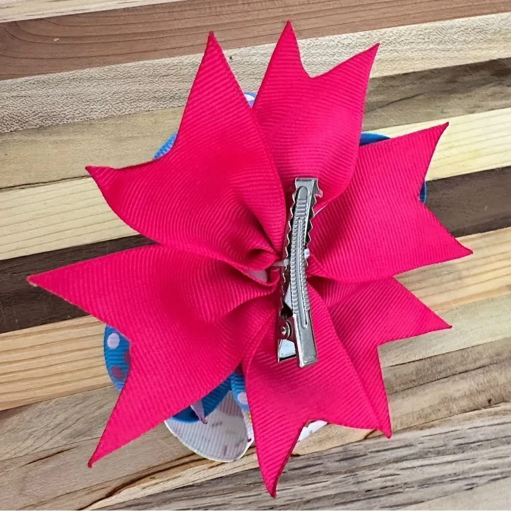 Cupcake birthday bow with turquoise bead